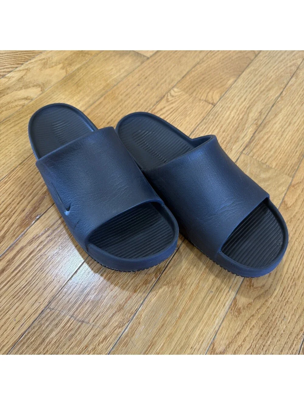 Size 8M/ 9 W Nike Men's Black Slide Sandals Logo Slip-On Phylon Casual Solid